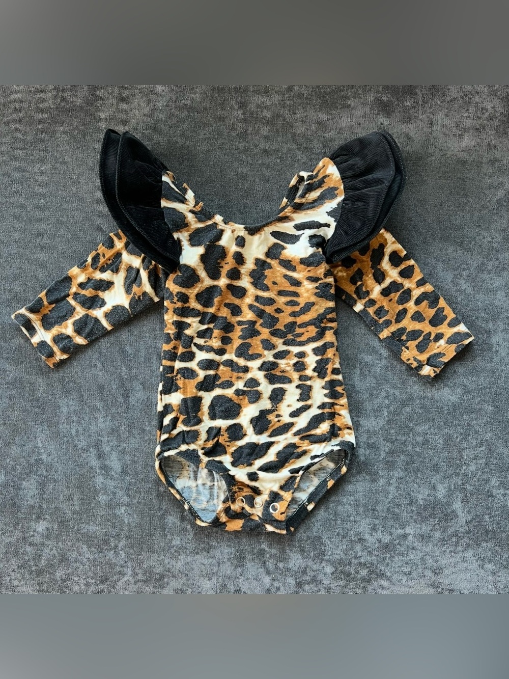 This Tribe Of Three Long Sleeve Leopard Bodysuit Size 12-24 Months